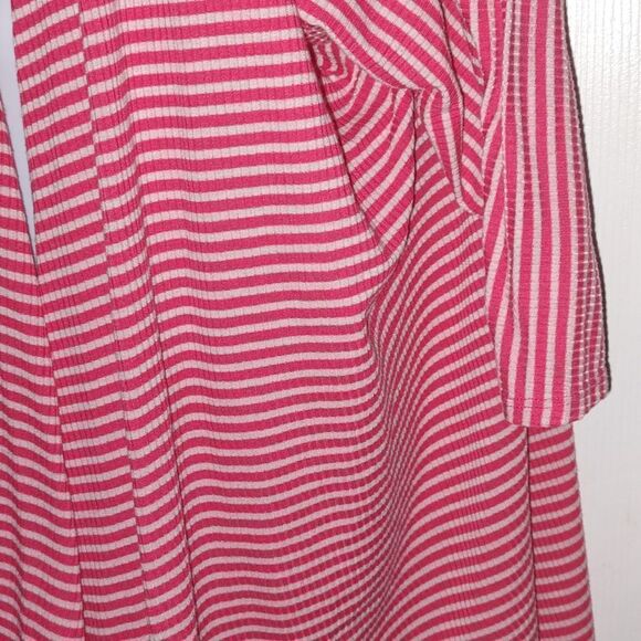 LulaRoe coral off white striped kimono coverup open front cardigan  Sz L - Picture 4 of 6
